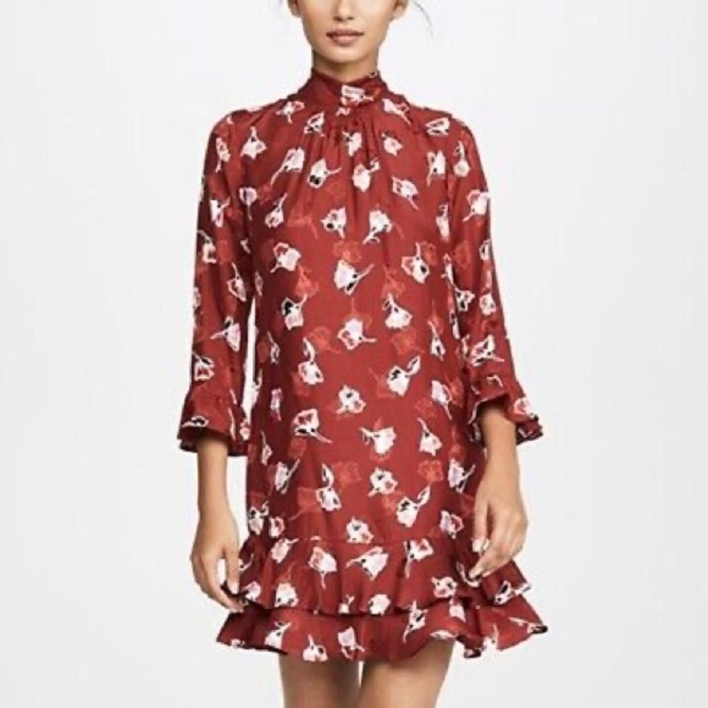 Rebecca Taylor Dress Paintbrush Floral Silk Blend Lined, Size 4 - Picture 1 of 16
